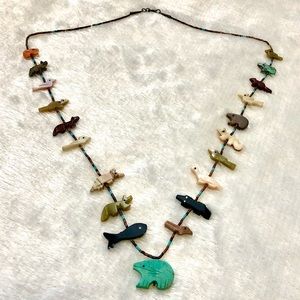 Vintage Native American Animal Carved Necklace